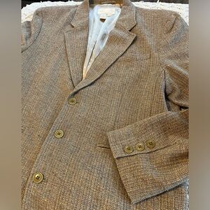 The Territory Ahead Silk Blazer Jacket Basketweave Tan Texture Sports Coat 44S